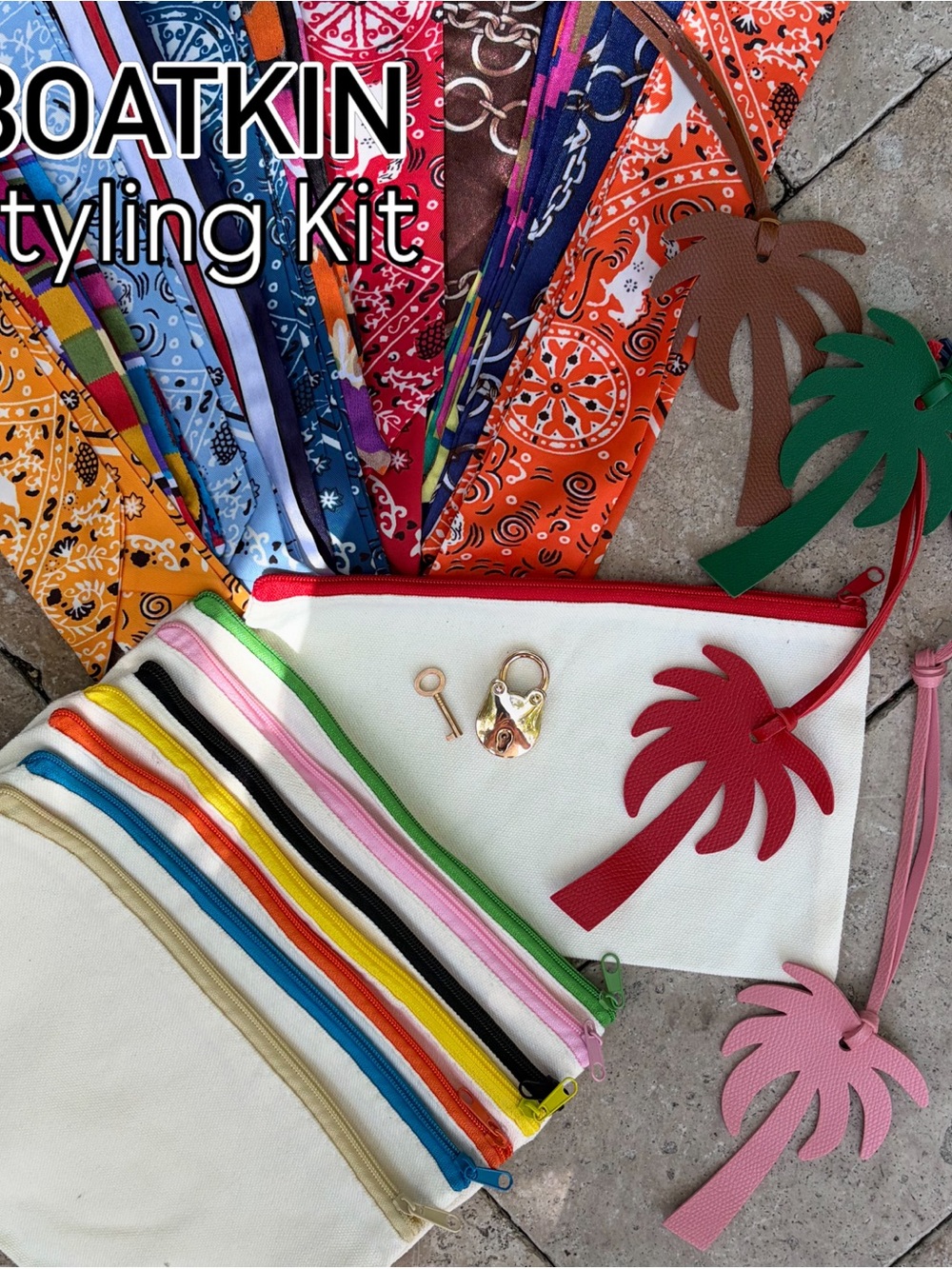 Boatkin Bag Luxury Canvas Tote by Coral Strands, RED & PINK, FREE Styling Kit - Picture 3 of 14